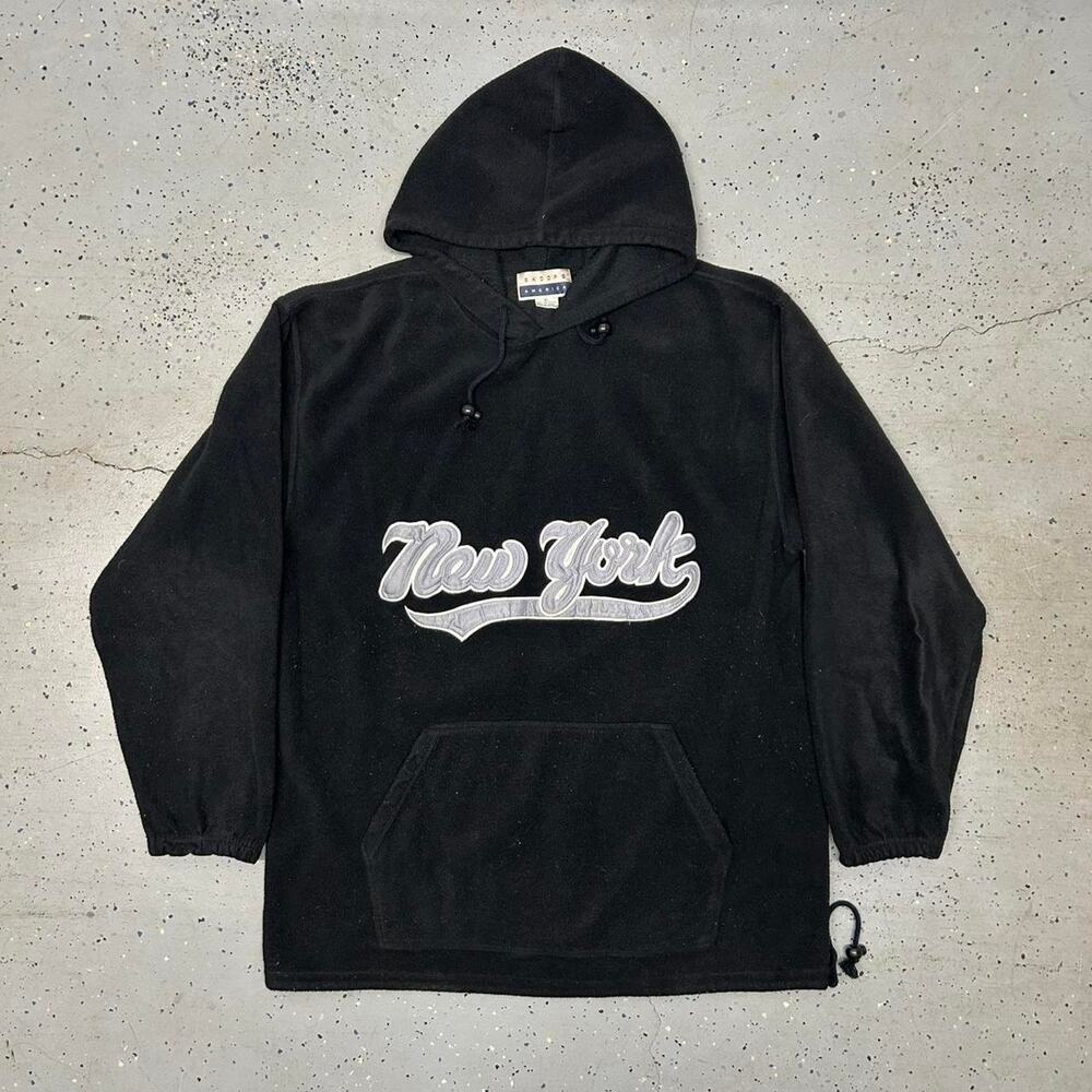 Y2K Black New York hoodie with white and grey embroidery